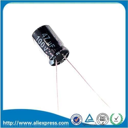100PCS 100V 47UF 47UF 100V Electrolytic Capacitors Size 10*13mm 100 V / 47 UF Aluminum Electrolytic Capacitors New
