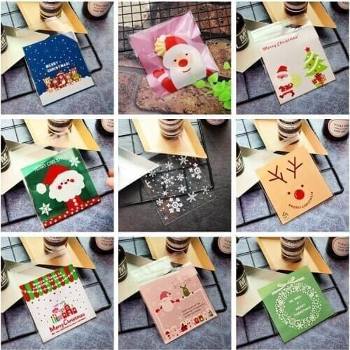 100pcs Gift Packing Bag Plastic Biscuits Packaging Bread Baking Supplies White Dot Candy Cookies Package Party Wedding Decor