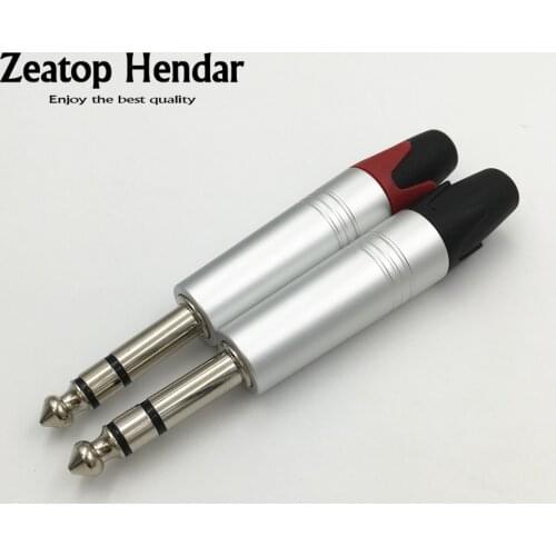 2Pcs 6.35mm Mono Stereo Male Plug 2 3 Poles 6.35 Audio Connector Amplifier Microphone Cable 1/4 6.5 Plug Audio Adapter