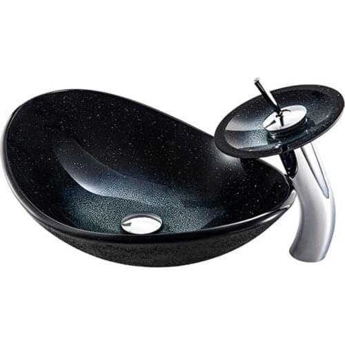 2021 Tempered Glass Above Counter Basin Black Starry Sky Gradient Counter Basin Art Simple Wash Basin Set Bathroom Counter Top