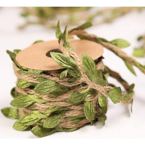 5/10m Natural Jute Rope Artificial Leaf Hemp Rope Rattan Braided Cord Leaves Textile DIY Sewing Crafts Wedding Party Home Decor
