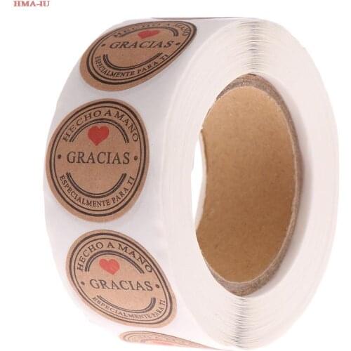 500Pcs Gracias Spanish Thank You labels Stickers Handmade Scrapbooking Sticker