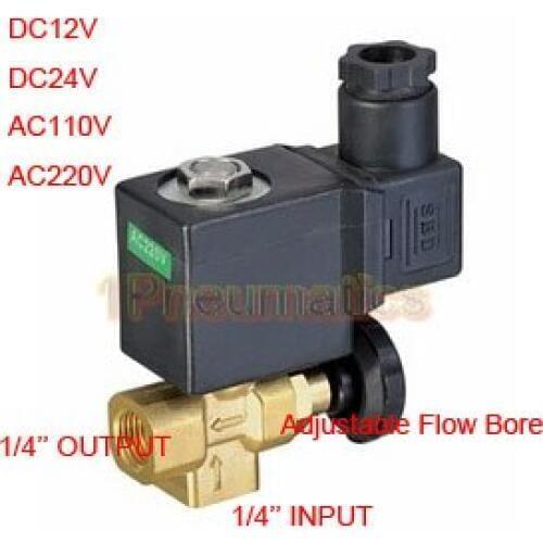 Free Shipping 2/2 Way 1/4" Thread Direct Acting Brass Material Manual Adjustable Solenoid Valve Water 1PC-DL-08