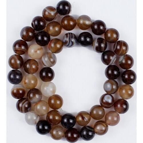 Natural Stone Beads Brown Series Kafir Striped Agate Loose Beads for Jewelry Making DIY Handmade Bracelet 15'' 4/6/8/10/12mm