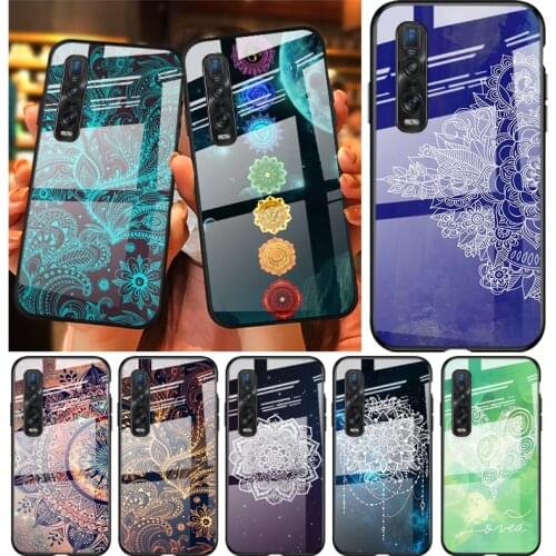 Tempered Glass Cover Mandala Chakra Yoga For OPPO A9 2020 A52 Find X2 Lite Realme 7 7i 6 5 Pro C3 XT Phone Case Shell