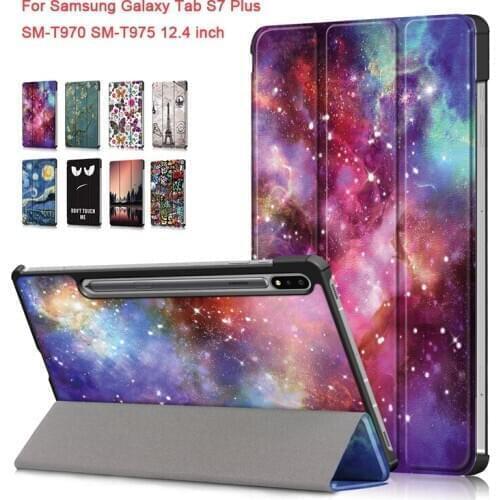 Colorful printed case For Samsung Galaxy Tab S7 Plus SM-T970 SM-T975 12.4 inch Slim Folding Stand Cover with Auto Wake Sleep