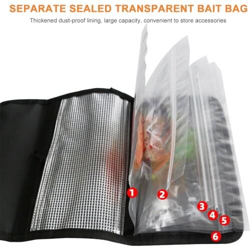 Black Soft Bait Binder Bag Fishing Lure Storage Wallet Soft Plastics Tackle Box for Worms and Jigs