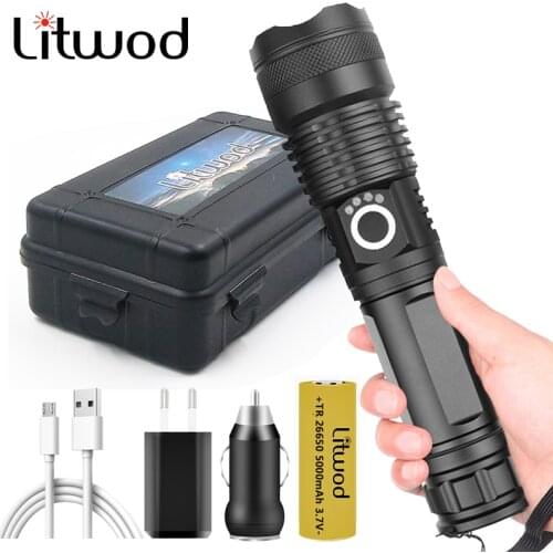 Dropshipping Ultra Bright Xlamp XHP50.2 Most Powerful Flashlight USB Zoomable Led Torch 18650 or 26650 Rechargeable Battery