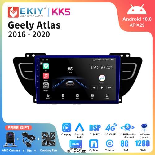 EKIY Android 10 Car Radio For Geely Atlas NL-3 2016 2017 2018-2020 Navigation GPS Multimedia Audio Player Auto Stereo Head Unit