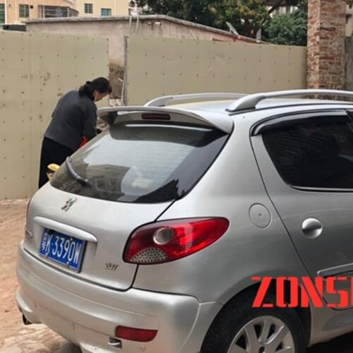 Use For Peugeot 207 Spoiler ABS Plastic Carbon Fiber Look Rear Trunk Wing Car Body Kit Accessories