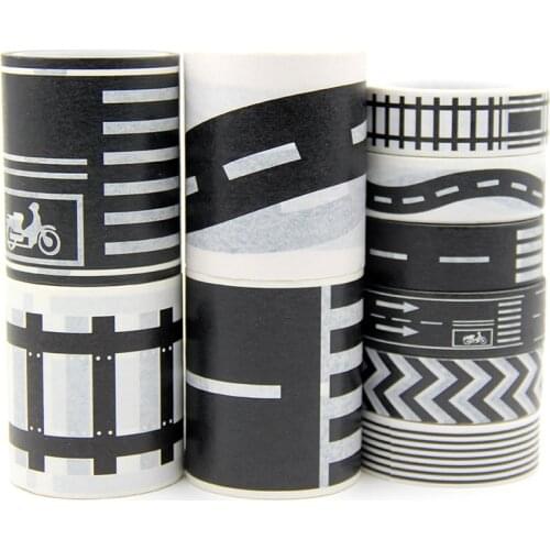 New 1 Pcs Railway Train Curve Design Paper Washi Tape DIY Road Traffic Adhesive Tape Scrapbooking Label Masking Road paper Tape