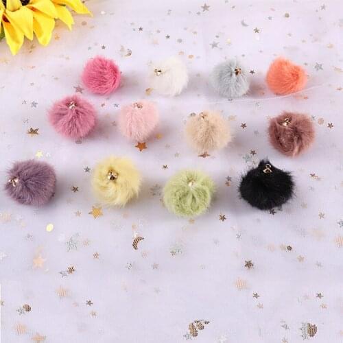 5Pcs/Bag 25mm Mulit Imitation Ermine Pendant Band Metal Buckle Craft DIY Soft Pom Poms Ring Key Chain Decorative Accessories