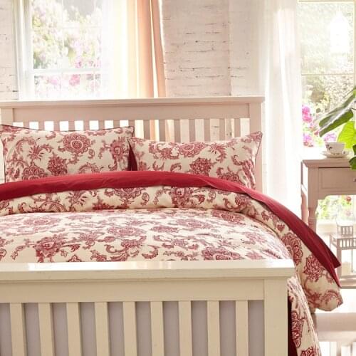 4 pcs Home bedding set soft 60S long stapled cotton sateen floral print duvet case and pillowcase set with plants upholstery