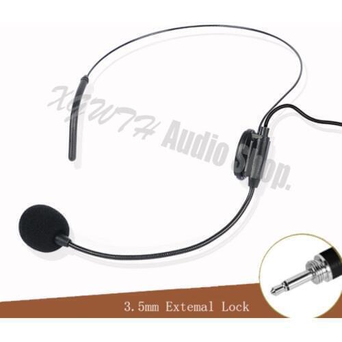 3.5mm Male Screw Plug Dual Ear Head Wearing Headset Condenser Microphone Audio Mic For FM Karaoke Wireless Bodypack Transmitter