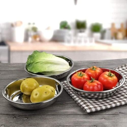 Round Dinner Plates Dessert Bowl Container Supplies Storage Accessories 1PC Equipment Stainless Steel Dinner Plates