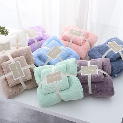 Buy One Set Get 1 Set For Free Coral Velvet Towel Bath Towel Set Thickened Soft Hair Drying Towel Shower Towel Set