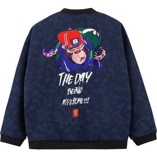 Men Jackets the day being awesohe print coats Stand Collar windbreaker streetwear baseball coat hip hop homme jacket men clothes