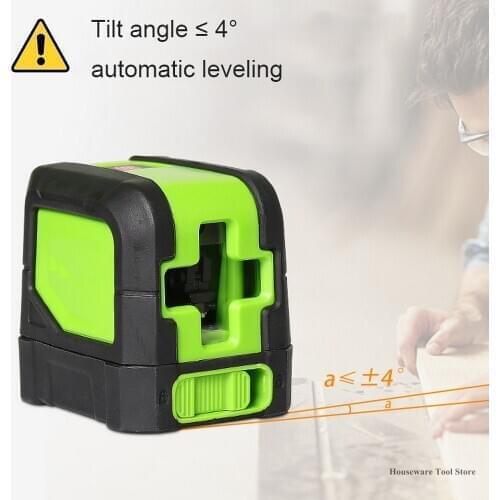 Laser Lever Self-Leveling 2Lines Horizontal & Vertical Right Angle Projection Green Beam Laser Level Plumb Spots Soldering Point
