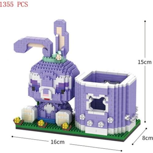 Hot classic StellaLou rabbit figures pen container model Disneyland world park bricks mini micro diamond build blocks toys gift