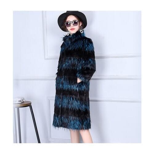 Top brand Gradient Women Fashion Color Fox Fur Coat N84 high quality