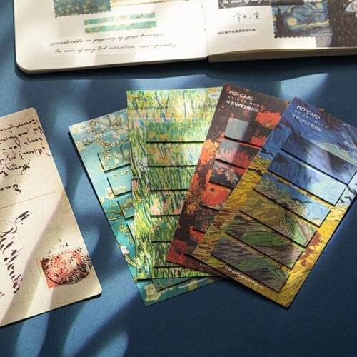 90 pcs Van Goghs World Writable PET Sticky Notes Vintage Oil Painting Starry Sky Memo Pad DIY Creative Self-Stick Stationery