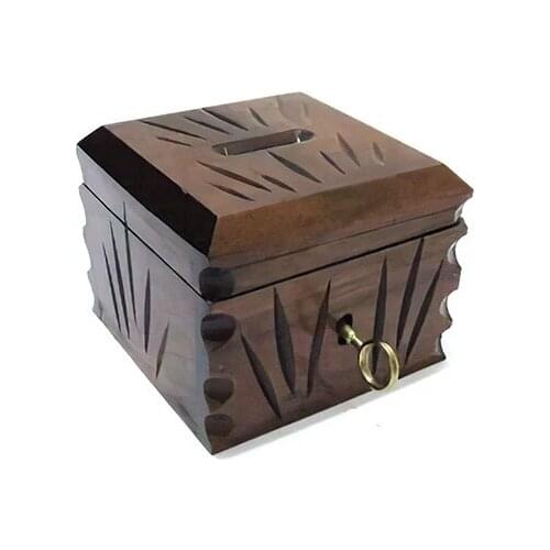 Idea Small Square Shape Wooden Lock Piggy Bank decorative objects Декоративные элементы Objetos decorativos