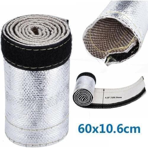 Metallic Heat Shield Sleeve Insulated Wire Hose Cover Wrap Loom Tube 60X10.6cm Car Accessories