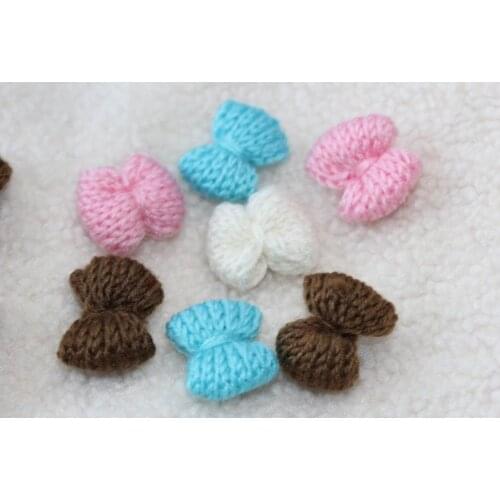 Cute Knitting Mini Bowknot DIY Craft Supplie Headwear Brooch Crochet Toys Decor Jewelry Accessory Small Caps Christmas Gifts