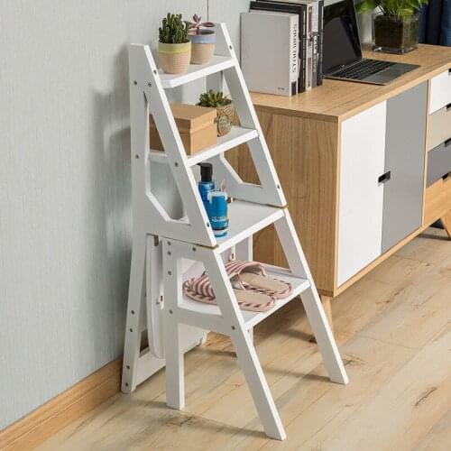 Multi-function Step Stool American Solid Wood Dual-use Stair Chair Herringbone Ladder Four-level Climbing Ladder