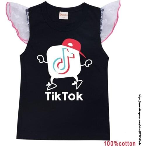 Tik Tok Fashion Clothes Baby Girls T-shirt Cartoon for Boys Girl Tops Summer T-shirts Children Cotton Pink Tee