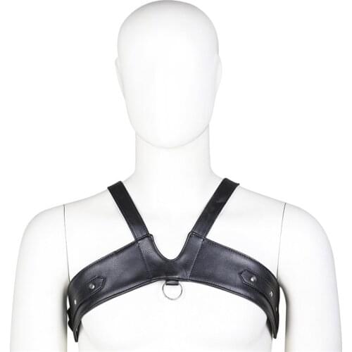 Fashion Sexy Mens Single Shoulder Underwear Imitation Leather Adjustable Body Chest Binding Gay Love Adult Products