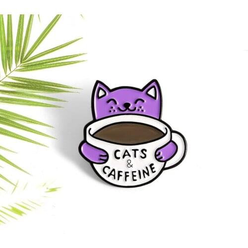New Drip Oil Alloy Enamel Badge Cute Cartoon Coffee Cat Brooch Paint Cowboy Backpack Badge The Best Gift For Friend And Children