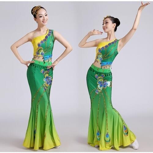 New Specials Dai Dance Costumes Peacock Dance Costumes Female Dai skirt Performance costume Fishtail skirt