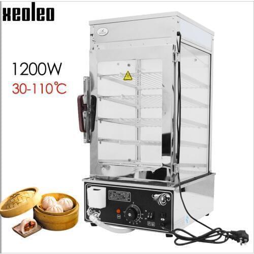 XEOLEO Electric Food Steamer Commercial Bun Steam machine Stainless steel Food warmer cabinet 1200W Food steam machine 110 degre