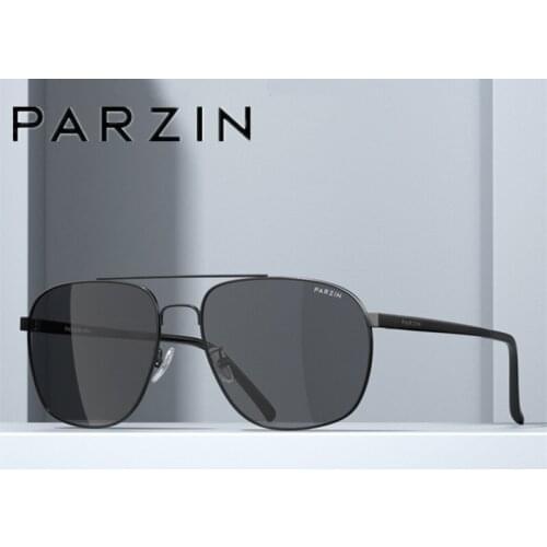 PARZIN Men Polarized Sunglasses Metal Driving Sun Glasses Aviation Black Male Shade UV Protection 8317