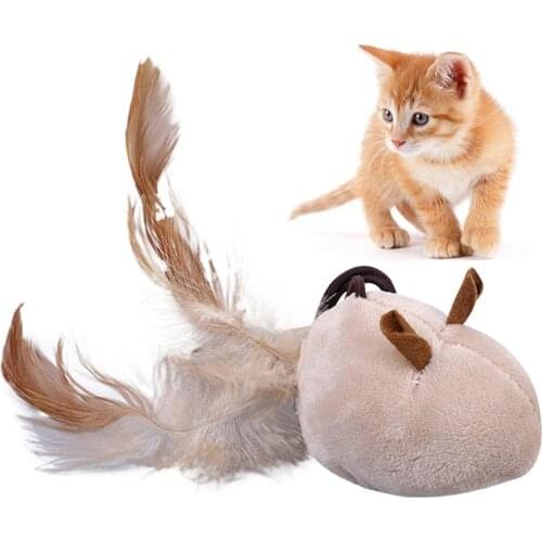 Plush Cats Toy With Feather Interactive Cat Chew Bite Resistance Clearing Teething Toy With Bell Kitten Training Exercise Toys