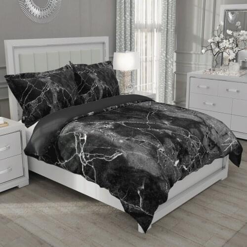 Simple 2/3pcs double bed quilt cover 240*220 bed Cover 3d Luxury marble black white duvet cover with pillowcase Bedding set