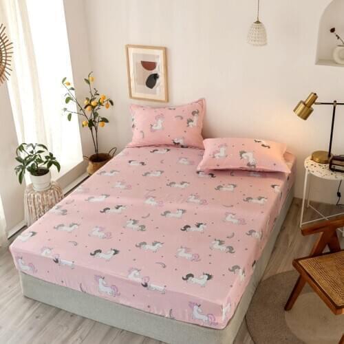 Unicorn Printed Elastic Rubber Band Printed Bed Sheet Soft Bed Mattress Cover Fitted Sheets Pillowcase For Home Textile
