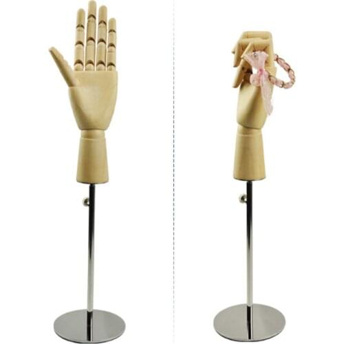 Adjustable height wooden handmould fingers moving bag wallet purse watch jewelry holder desktop rack storage