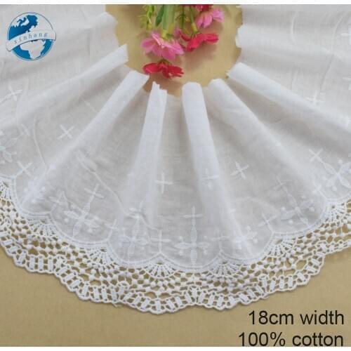 18cm wide 100% Cotton embroid lace sewing ribbon guipure trim wedding decoration DIY dolls colthes Accessories lace edge#4049