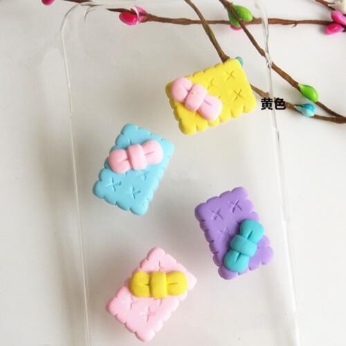 Tanduzi 20PCS Polymer Clay Cookie Biscuit Flatback Cabochon Miniature Sweets Artificial Biscuits With Bow Clay Crafts DIY