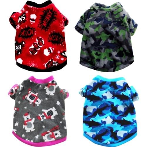 Warm Fleece Dog Clothes Bear Printed Pet Puppy Coat Dogs Sweatshirt Jacket French Bulldog Pullover Camouflage Dog Cat Clothing