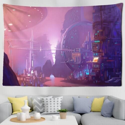 Cyberpunks Future Steam City Tapestry Art Home Psychedelic Galaxy Hanging Wall Tapestry Hippie Retro Home Decor