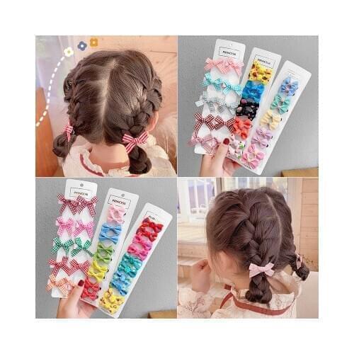 10pcs/lot Colorful Barrettes for Baby Girls Boutique Hair Clip Bows Ribbon Hairpins Hairgrip headwear For Children
