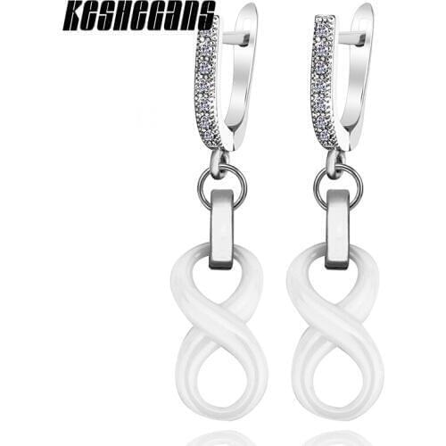 Charm Fashion Infinity 8 Ceramic Earring U Shape Earrings Elegant White Black Ceramic Jewelry For Women Earring Wedding Gift