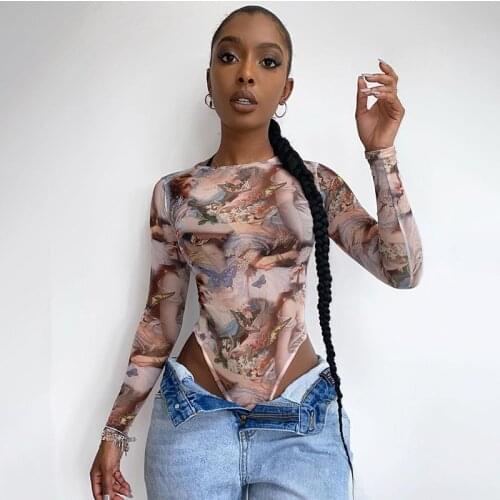 Sexy Bodysuit Women Rompers Jumpsuits selling 2021 new butterfly printing round neck long sleeve Women Jumpsuit BLG072607
