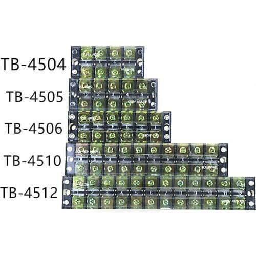 1Pcs Terminal blocks Patch panel Wiring row junction box TB-4503/TB-4504/TB-4505TB-45/TB-4506/TB-4508 45A 600V