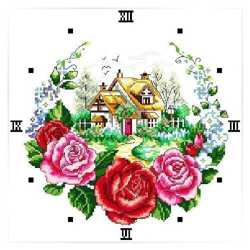 11CT Timepiece Clock Kits embroidery Cross Stitch 45*45cm home house CS-025CLO
