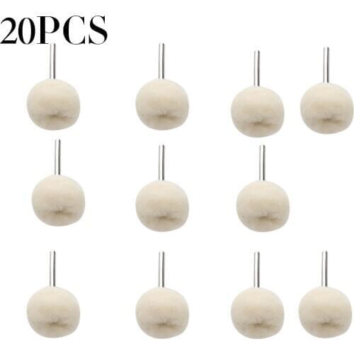 20Pcs 1/8" Shank Fine Wool Polishing Head Grinding Jewelry Metals Wheels Felt Brushes for Rotary Tool Dremel Accessories