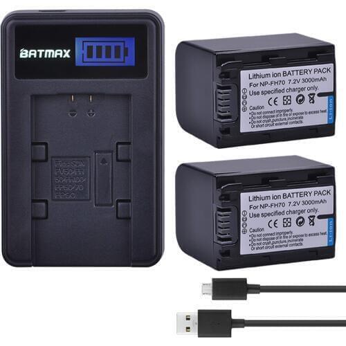 2pc 3000mAh NP-FH70 NP FH70 battery+LCD USB Charger for sony NP-FH30 NP-FH100 NP-FH50 HDR-CX12E,HDR-CX7E,HDR-SR10E,HDR-SR12E